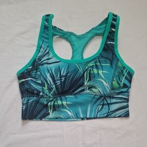 DSG Teal and Navy Leaf Print Sports Bra Size S